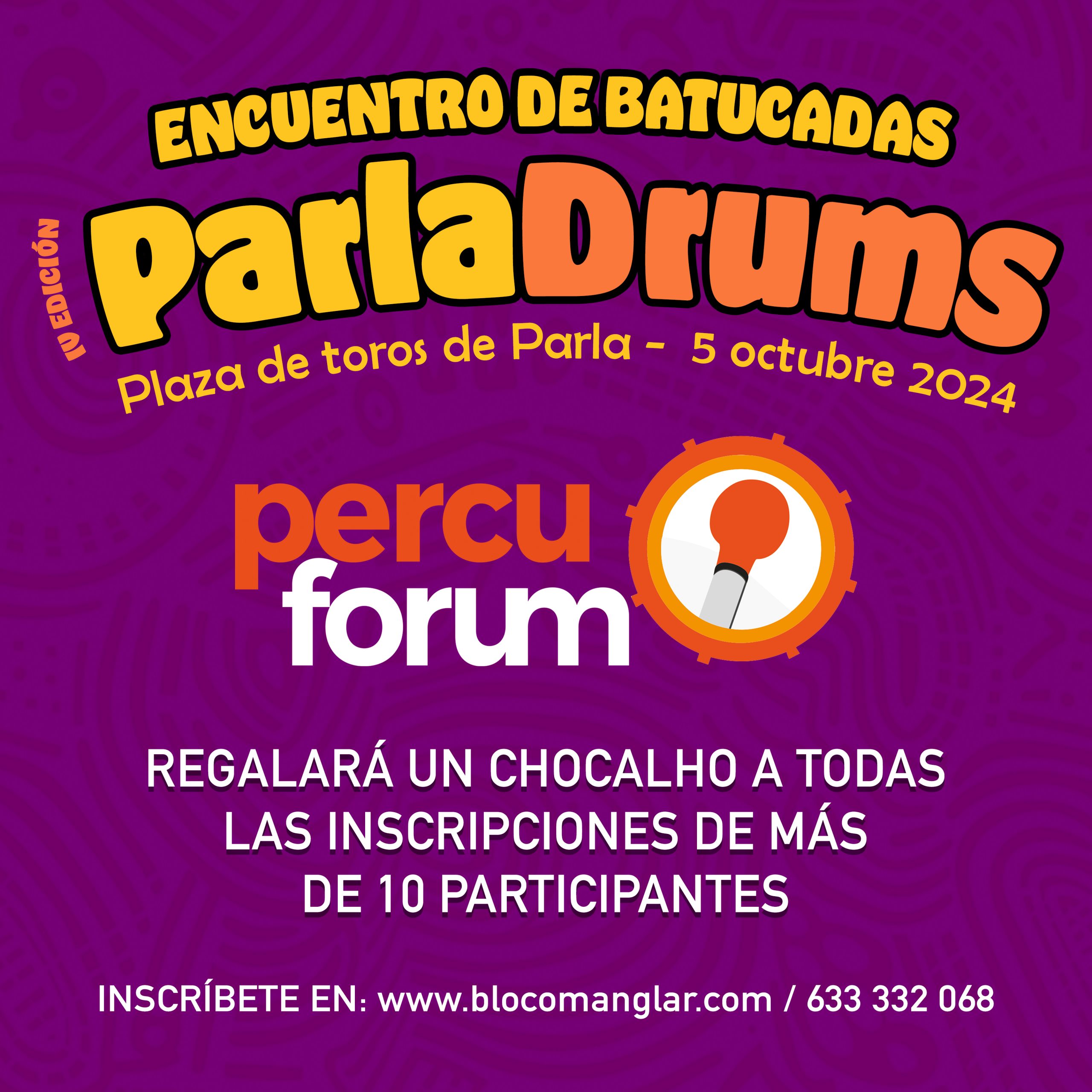 Percuforum regalará un chocalho a las inscripciones de a partir de 10 participantes en el encuentro de batucadas ParlaDrums